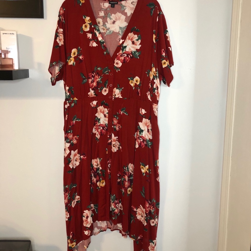 Red dress with flowers